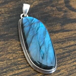 Labradorite and Sterling pendant. 2” long